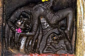 The great Chola temples of Tamil Nadu - The Airavatesvara temple of Darasuram. Sri Sarabheshwarar (Shiva) subduing the ferocious Narisimha (Vishnu).